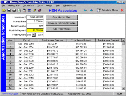 HSH Calculator screen shot