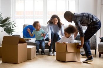 family moving boxes